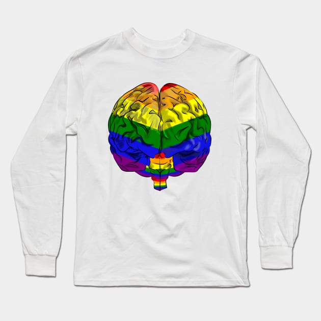 Rainbow Brain-Colourful- LGBT-PRIDE Long Sleeve T-Shirt by Vtheartist